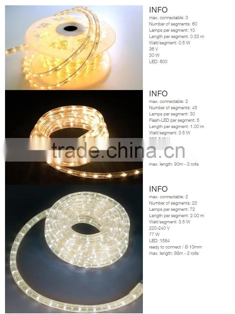 outdoor multicolor Flexible waterproof rgb led rope light