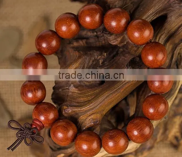 Men's Nice Round Natural Cat's Eye Red Antifatigue Sandalwood Beads Bracelet