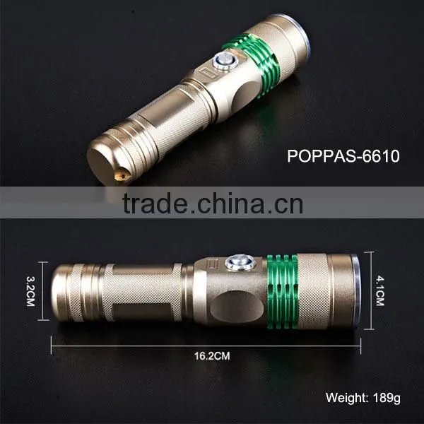 Muti-Funciton Aluminum Flashlight Rechargeable LED Flash Torch Light Long Range