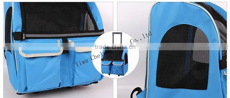 Backpack Pet Carrier on wheels travel rolling Luggage dog bags walking with mat