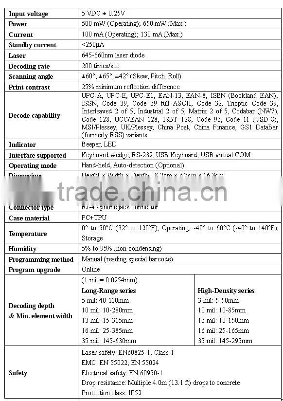 Promotional MD2250AT+ 1D android handheld laser barcode scanner