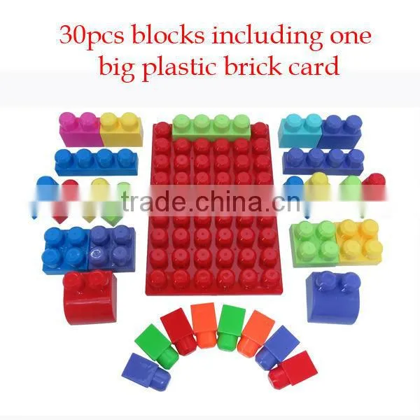 45cm height big size trolley with 30pcs 1.3MM very cheap building block plastic educational toy for kids