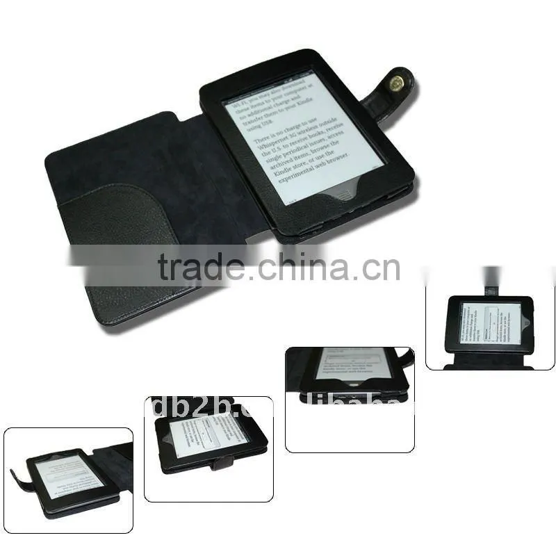Black Booklet design Leather Cover Case for the Kindle Touch