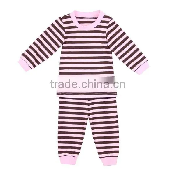 2016 pajamas set for baby toddler children boutique winter clothing cotton girls pajamas wine striped pajamas kids