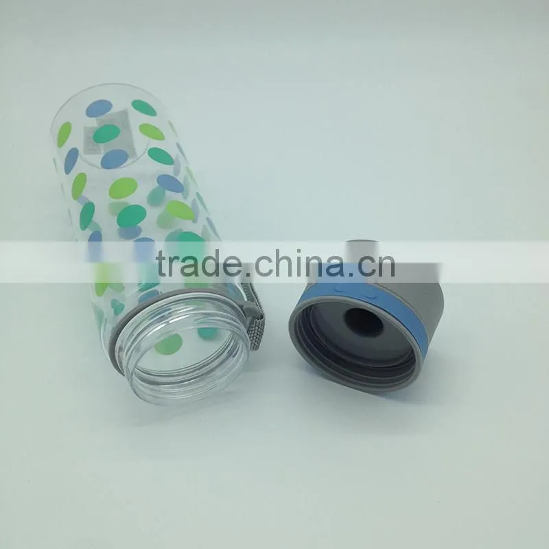 600ml carry strap BPA Free flip up hydration sports bottle with decal