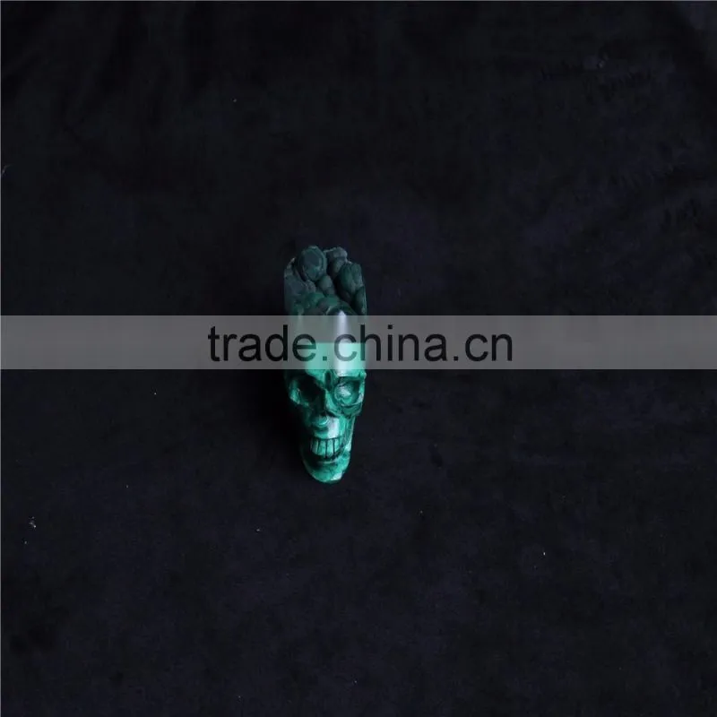 Wholesale Natural Malachite crystal stone skull handmade carving
