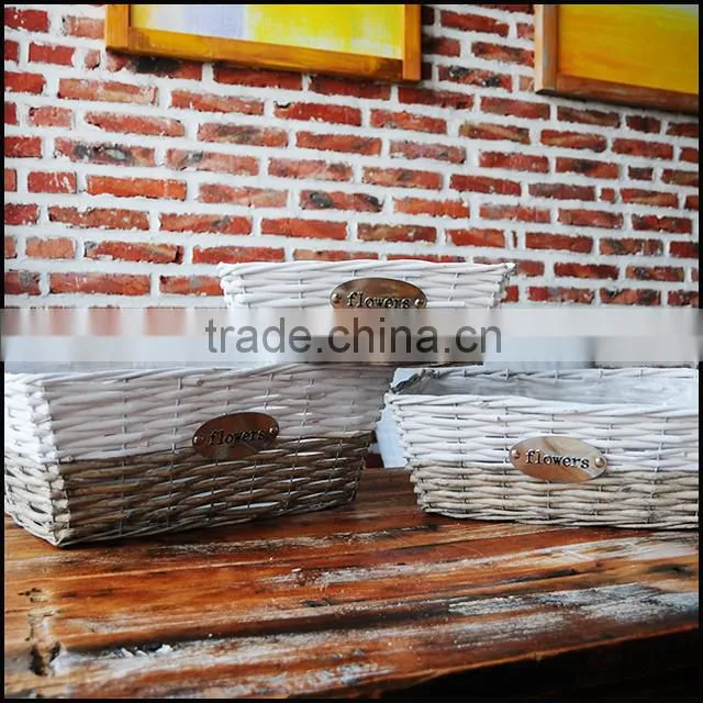 chinese factory grey wash wicker basket