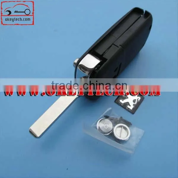 OkeyTech Peugeot 307 2 buttons flip remote key shell without groove blade for key cover peugeot 307 for key cover Peugeot key