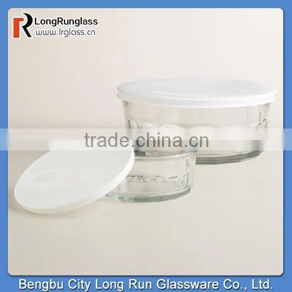 LongRun 6" Elegant Glass Working Bowl with Plastic Lid New Fancy Glassware Wholesale