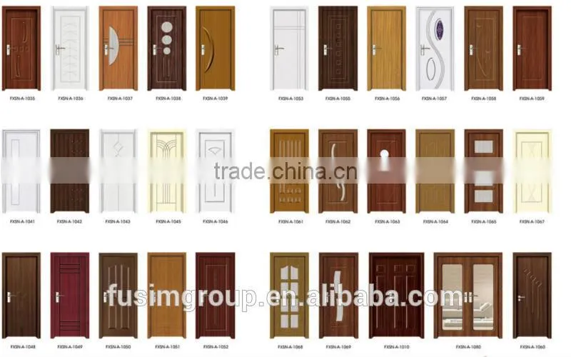 HDF/MDF material Interior PVC door with surface finished