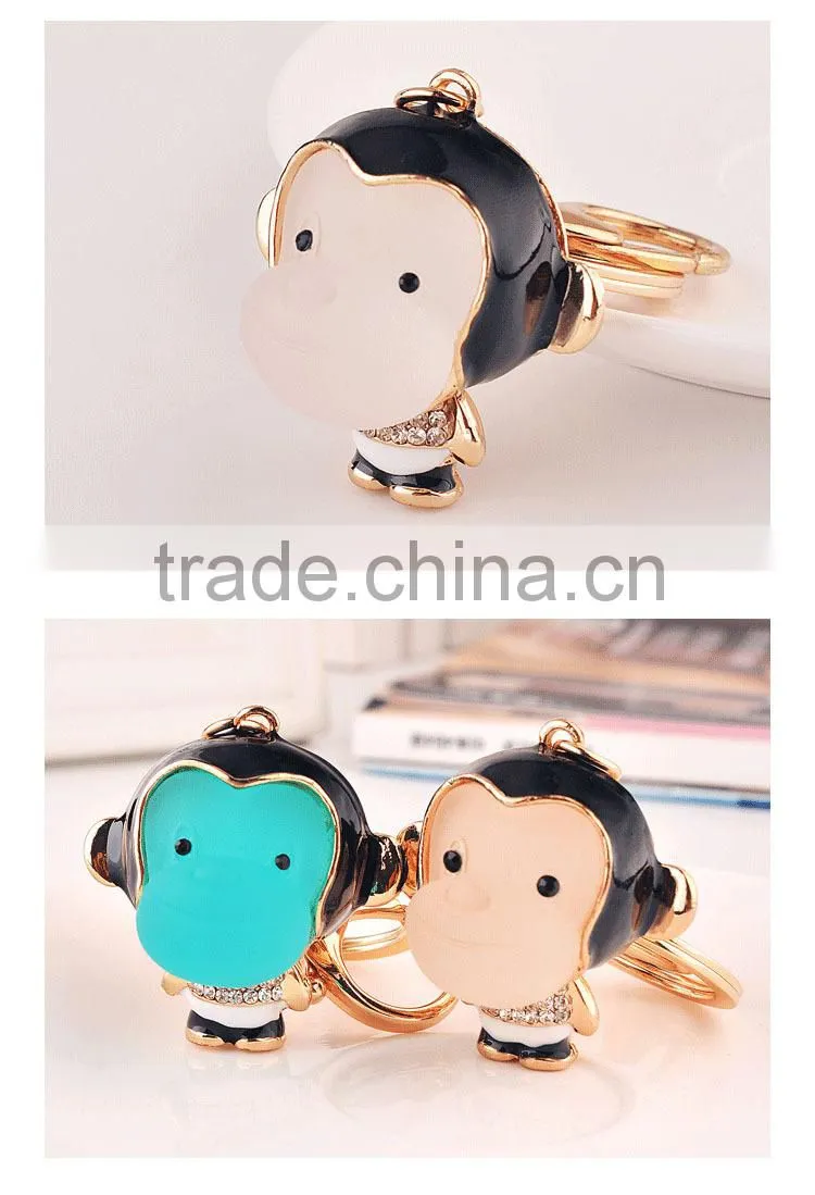 Real gold plating/metal lovely animal monkey key chain bag, cars, gifts