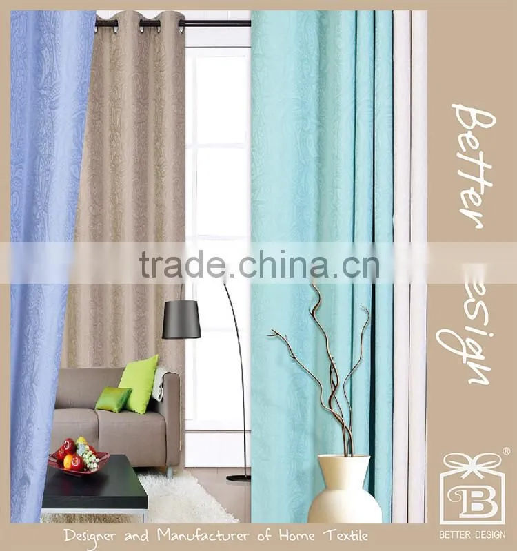 1pc blue/taupe/teal/beige fancy wholesale 100% polyester solid weaving discount blackout type of office window curtain