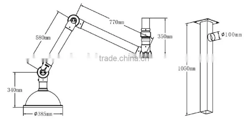 Best Price Ceiling Mounted 3 Joints Lab Fume Extraction Hood in Lab Equipment & Lab Fittings
