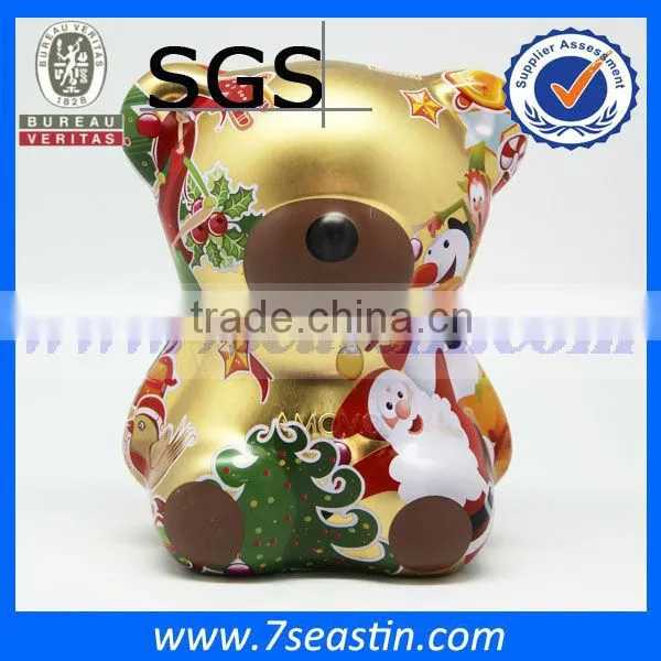 Customized metal gift tin packing bear shaped boxes
