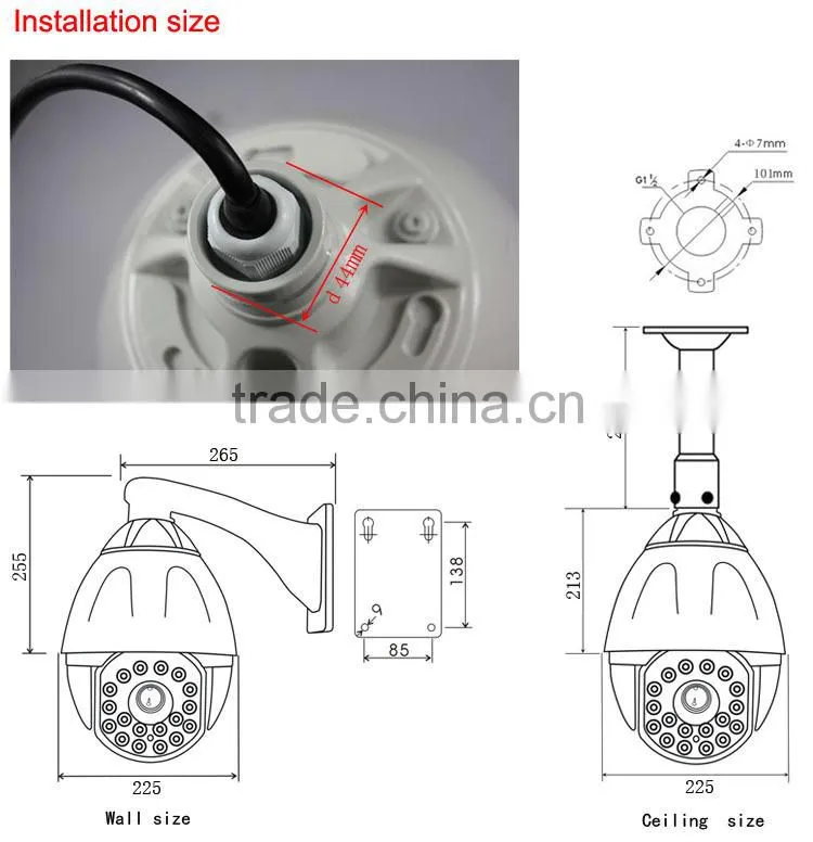 Outdoor 7 Inch Onvif 960P 1.3MP Middle Speed Dome PTZ IP Camera 22X Optical Zoom Infrared CCTV Camera