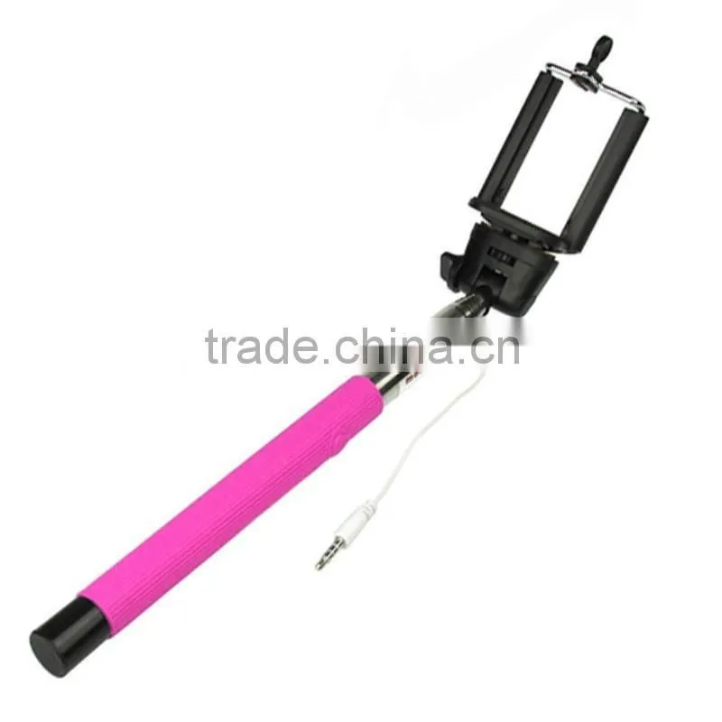 manufacturer price colorful selfie stick with cable for travel Mini Wired handheld monopod cable take pole selfie stick Z07-5S