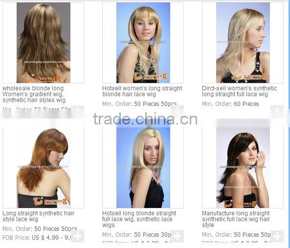 Wholesale straight long synthetic hair styles wig, factory direct sell hair products