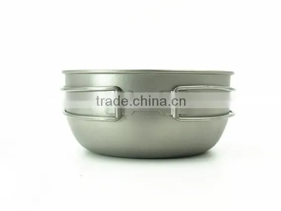Titanium Camping Cookware Cutlery Set of Titanium Pan and Titanium Bowl