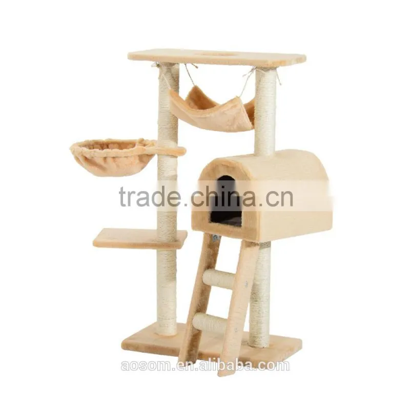 PawHut 100 cm Deep Cream Cat Tree Scratching Activity Center