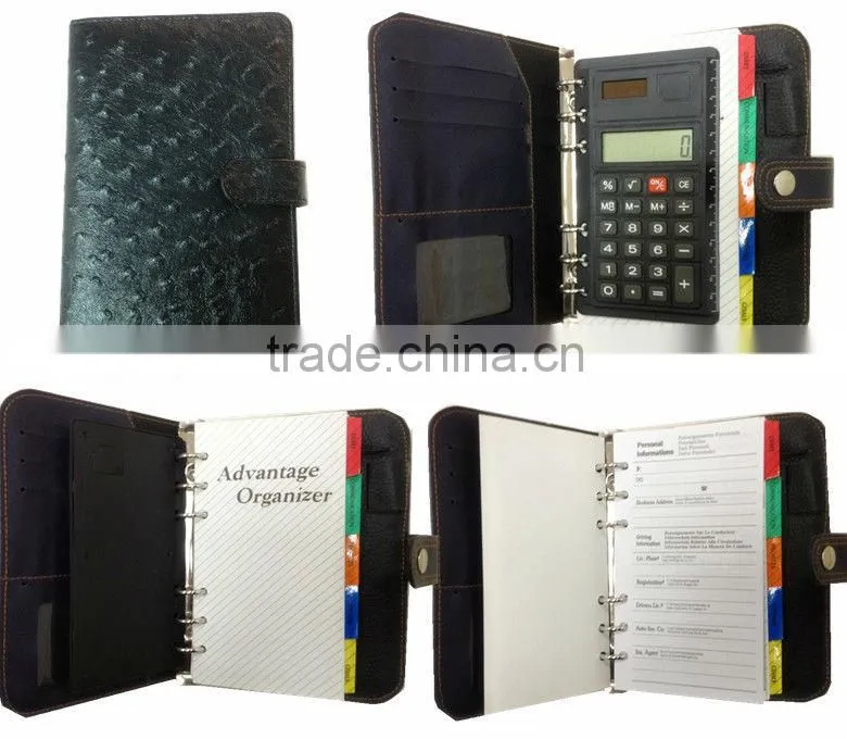 Luxury leather notepad organizer with calculator