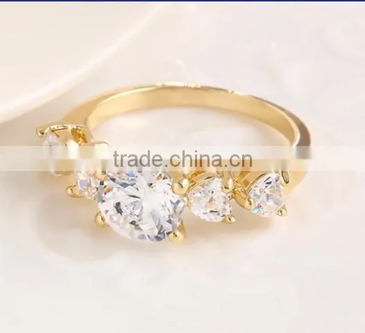Hot sale 18K real gold plated ring fashion new crystal rings wedding