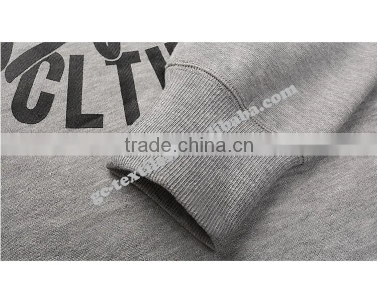 Men's Printed Round Neck Grey-Melange Fleece Sweater