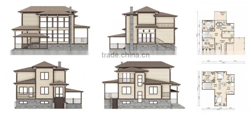 Hot Sale Two Storey Prefabricted Wooden House Villa