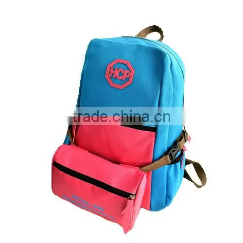 Hot Sell Korea Design Canvas Girl's Backpack with Pouch (BJMHT001)