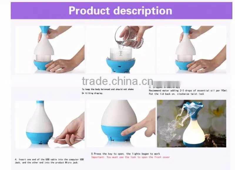 New Design Healthy Essential Oil Home Ultrasonic Air Humidifier Purifier Aroma Diffuser