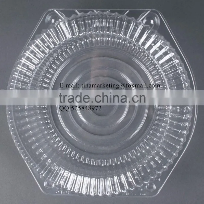 10" Hinged OPS Plastic Deep Pie Container, Plastic Clamshell Round Hinged Cake Container