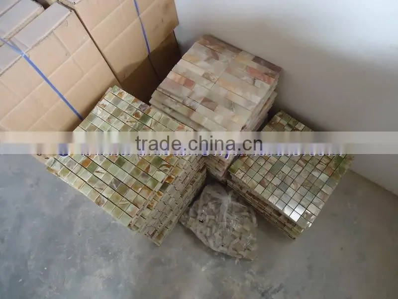 NATURAL STONE BEST PRICE LIGHT GREEN ONYX MOSAIC TILES COLLECTIONS