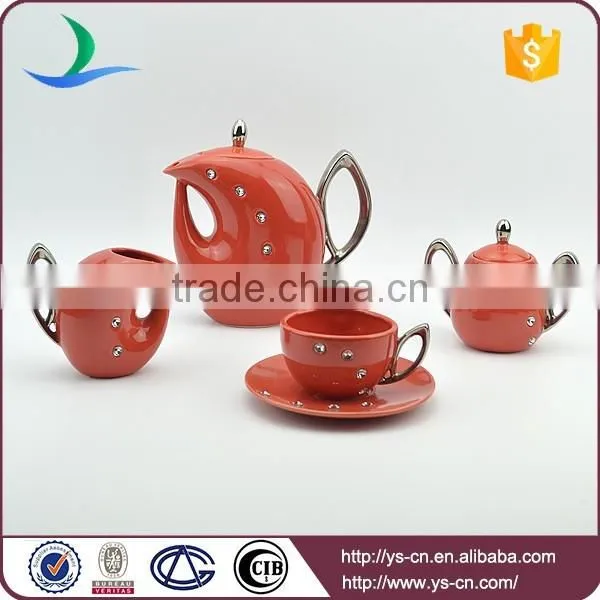 home and hotel decorative red porcelain coffee tea set