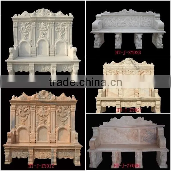 Outdoor Garden Natural Yellow Marble Stone Park Bench
