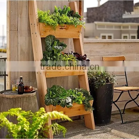 wooden gardening flower pot