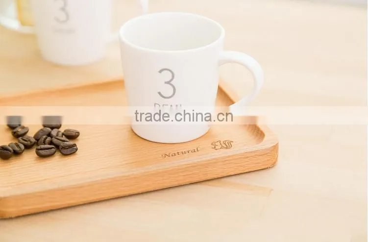 Wood Rectangle Sculpture Flower Coffee Tea Dessert Food Serving Plate Tray