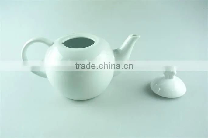 cheap ceramic plain white tea pot with lid