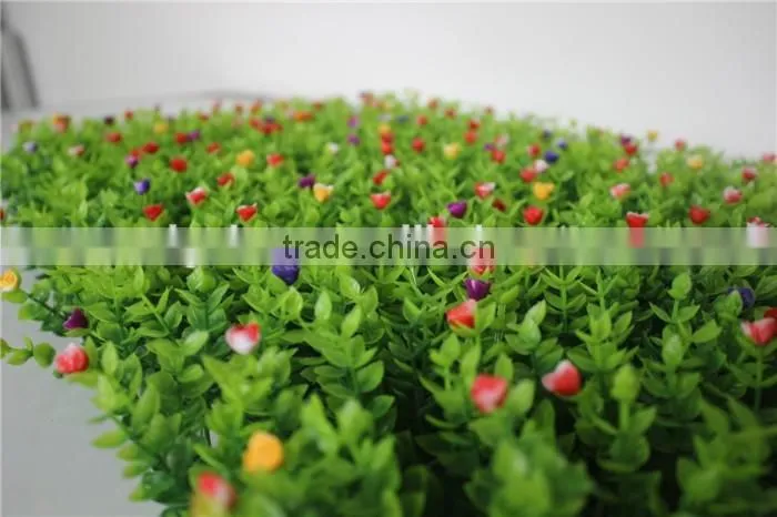 colorful artificail Eucalyptus grass mat green foliage plants with flowers