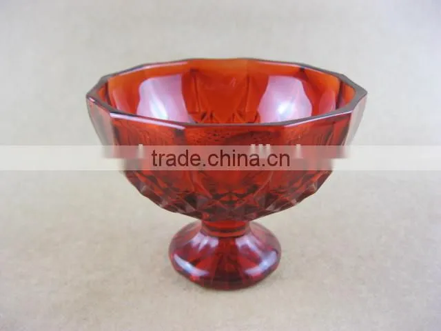 purple red glass bowl