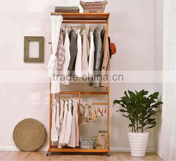 cabinet type wooden coat hanger wooden clothes rack for bedroom