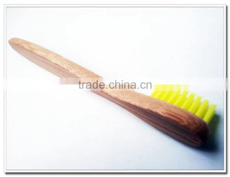 Popular simple design yellow bristle bamboo toothbrush for children