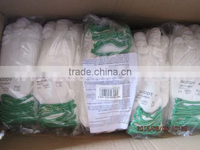 DDSAFETY 2017 Green Cotton Polyester Knitted Fishnet Gloves With Black PVC Honey Comb Pattern Safety Gloves