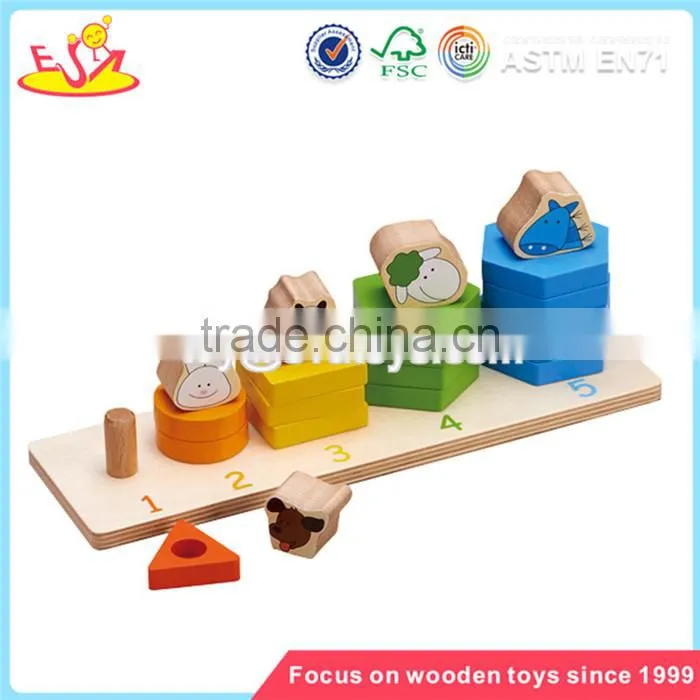 Wholesale wonderful toddler wooden stacking toy bring fun baby wooden stacking toy W13D044