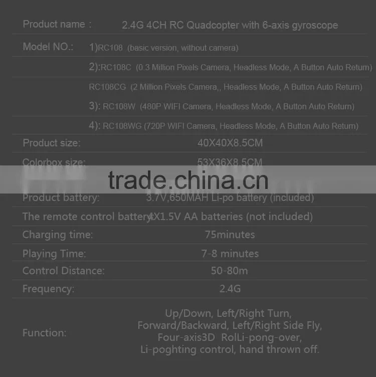 2.4G 4CH RC Big Size Drone Promote sales