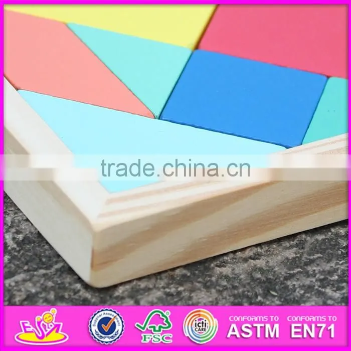 2016 new design educational toy wooden 7 piece tangram puzzles W14A178