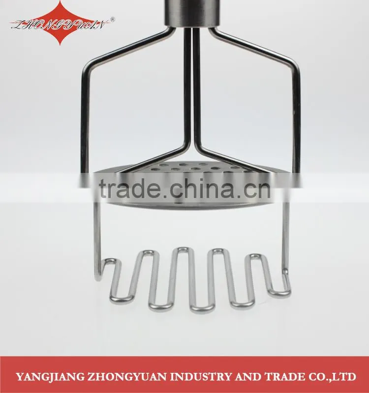 High quality stainless steel potato masher with rubber handle