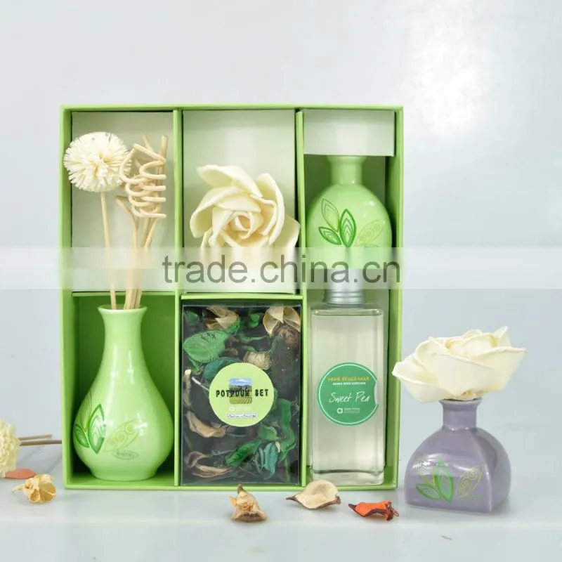 2015 hot fragrance gift with sola flower essential glass set
