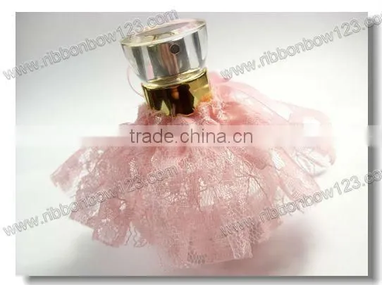 perfume bottle neck decoration pink lace fabric dress