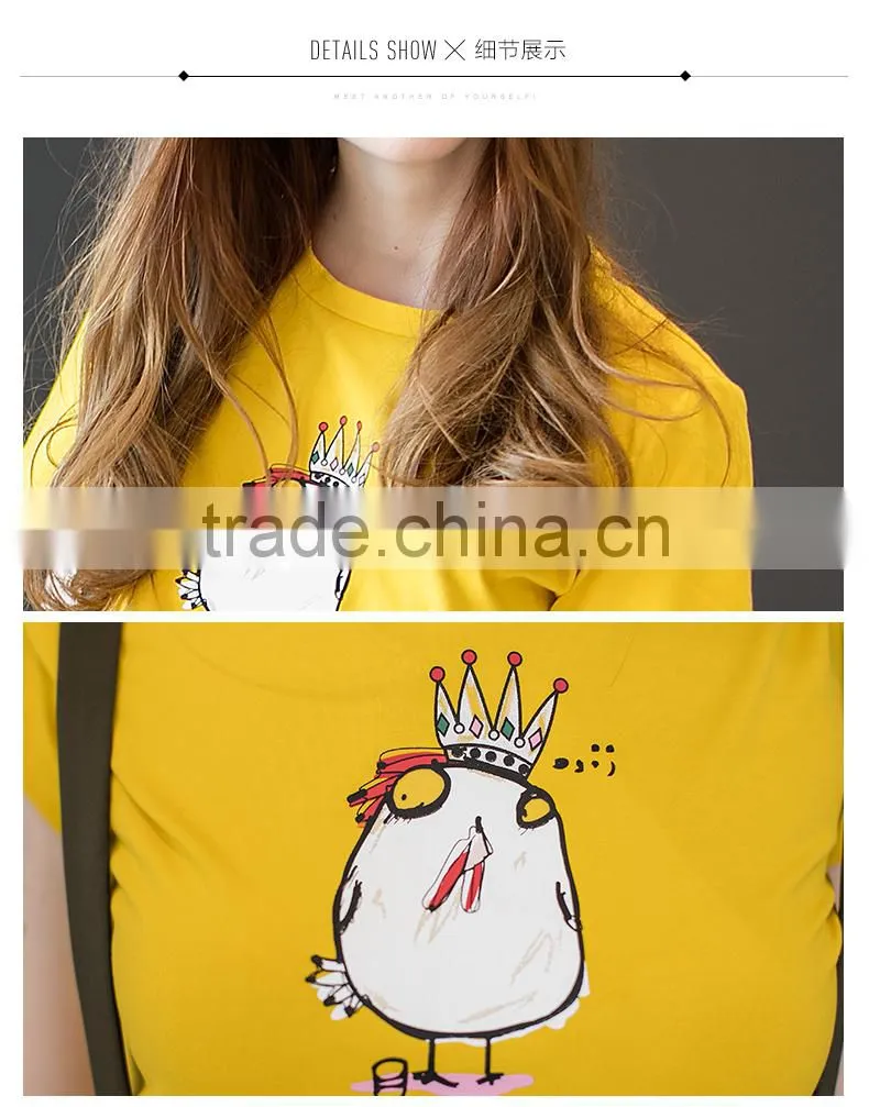 Custom Cotton Printing T shirts Cartoon White O-neck T shirt Women