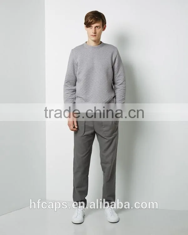 Solid Color Gray 100% Cotton Quilted Sweatshirts