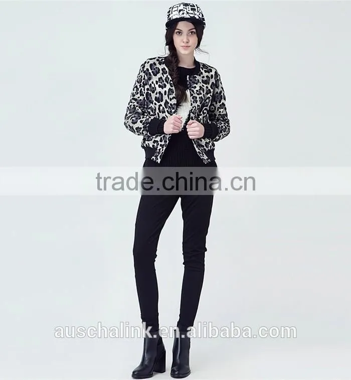 autumn short style animal leopard all over printed jacket factory price